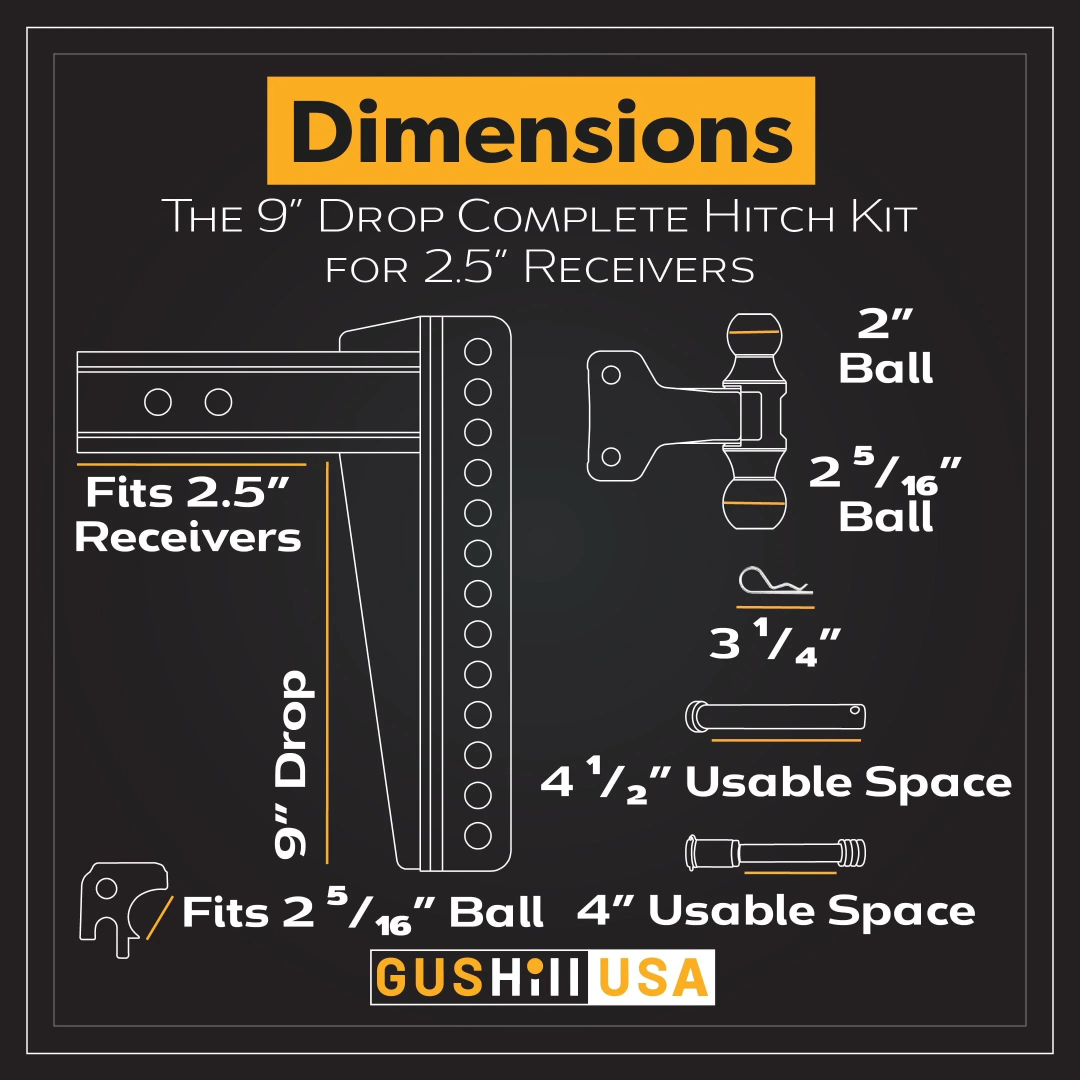 Adjustable Drop Hitch Kit with Dual Ball & Pintle | 16,000 lb | GusHillUSA - Image 14