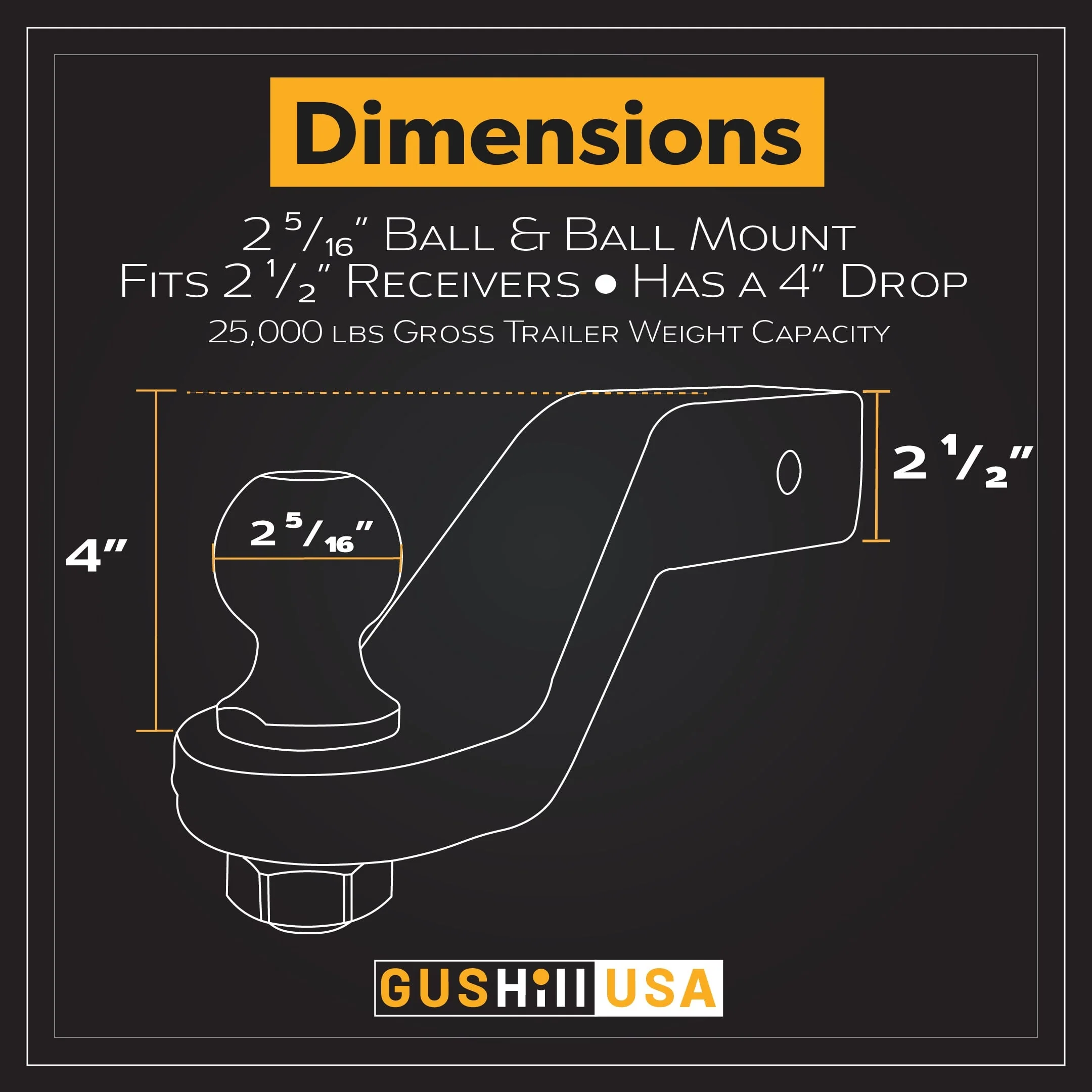 2 5/16" Loaded Ball Mount GusHillUSA - Image 2
